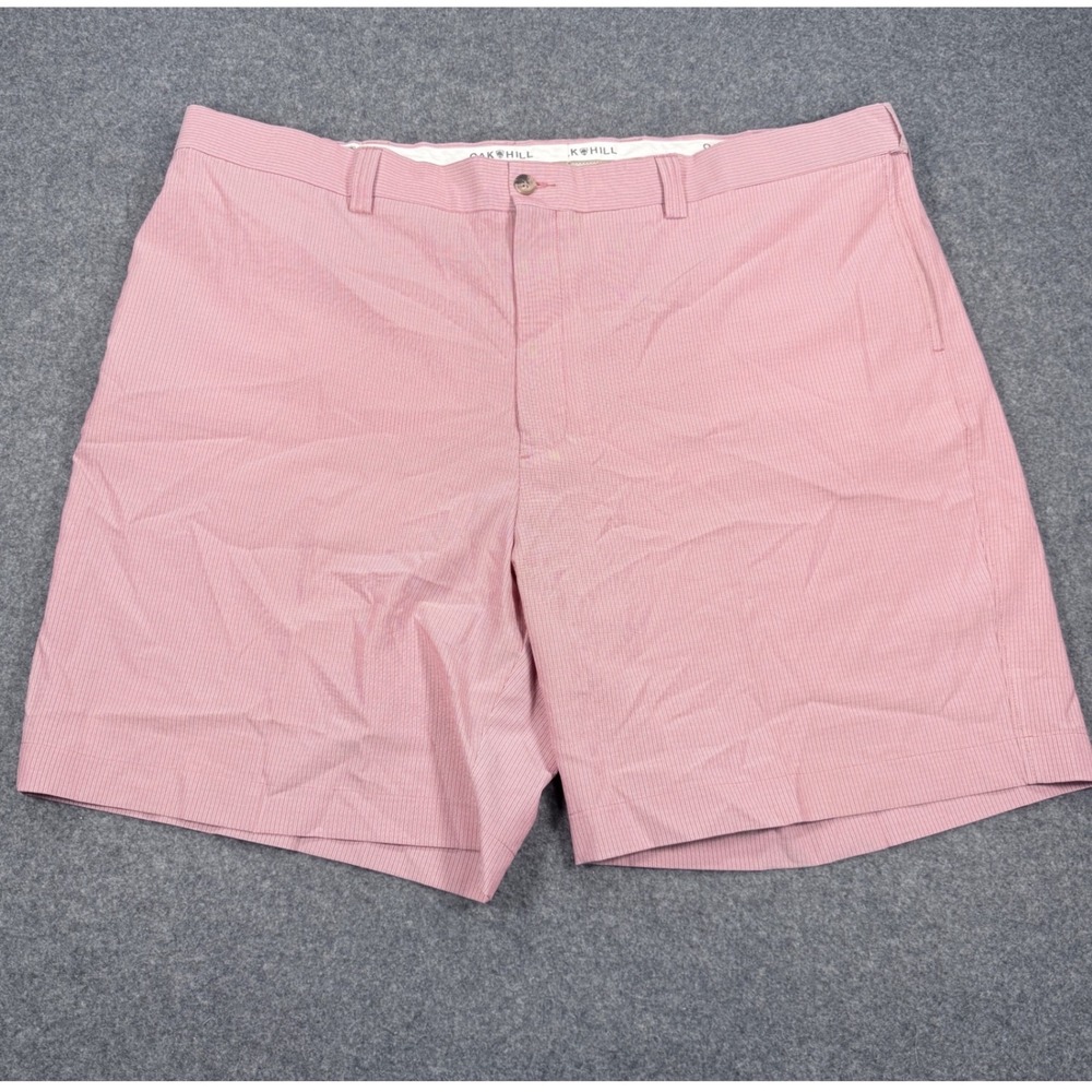 Oak Hill Mens Pink White Striped Golf Shorts Big and Tall Size 48 Flat Front